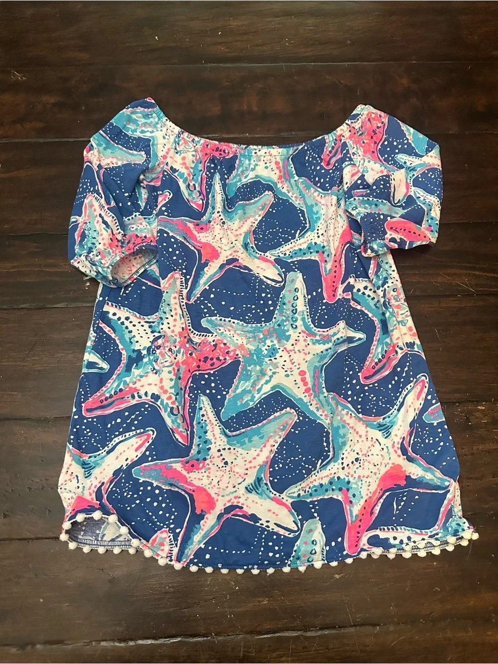 Lilly Pulitzer Girl's Mini Enna Starstruck Off Shoulder Dress 4/5 38914